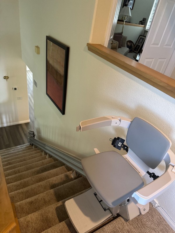 Bruno Elan stairlift with power folding rail installed by Lifeway Mobility San Diego