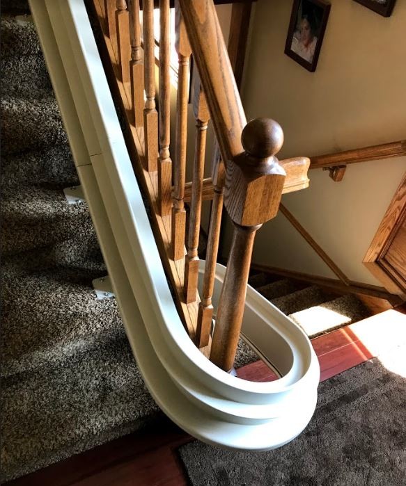 Bruno curved stairlift rail with 180 degree turn
