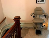 curved stair lift installation for veteran living in Minneapolis Minnesota
