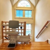 curved stairlift with 90 degree park position at top of stairs installed by Lifeway Mobility NJ