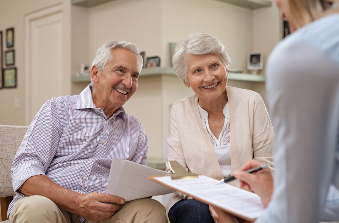 senior couple purchases new stair lift from Lifeway Mobility