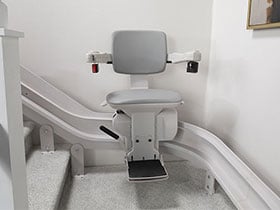 Bruno curved rail stairlift installed by Lifeway Mobility