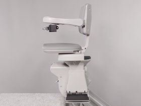 stair lift swiveled at top landing of staircase from power swivel option