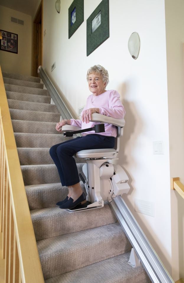 Bruno-Elite-stair-lift-at-bottom-landing-by-Lifeway-Mobility