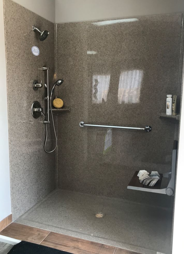 accessible shower demo in Lifeway Mobility Northern CO Accessibility Showroom