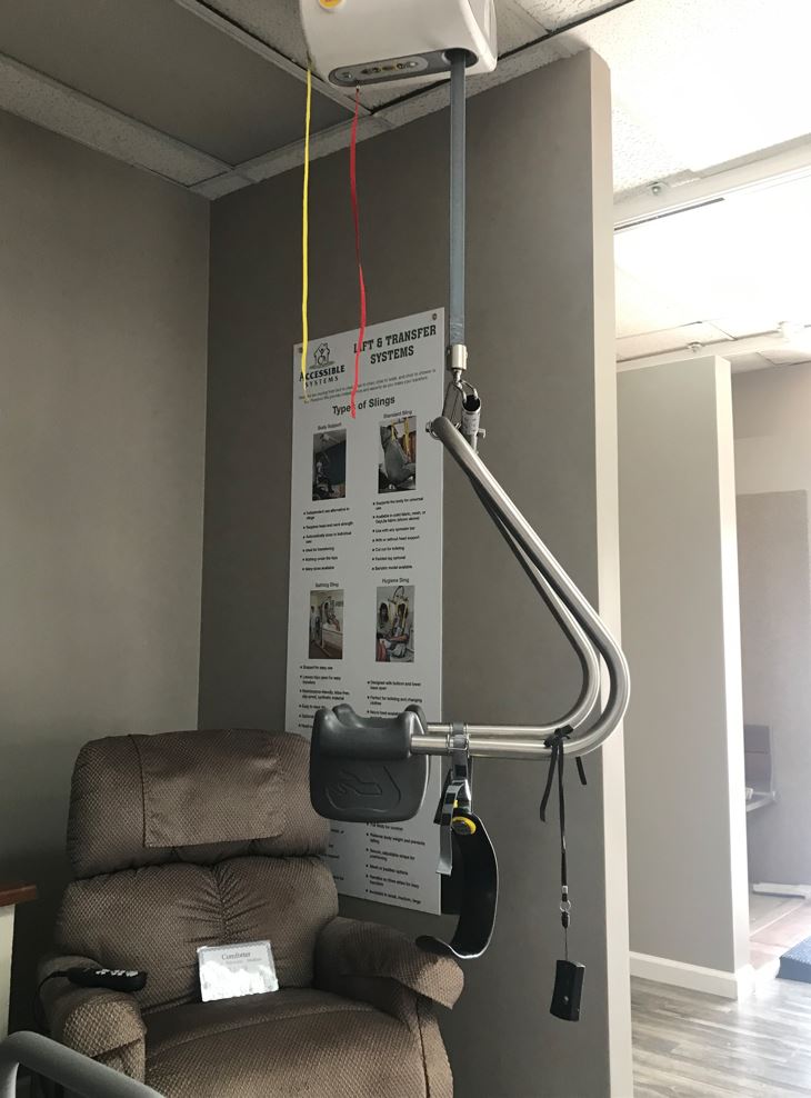 ceiling lift and lift chair in Lifeway Mobility Northern CO Showroom