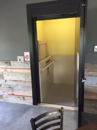 Savaria Commercial Platform Lift in Cafe in Chicago Suburb