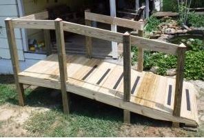 wooden wheelchair ramp not flush with ground