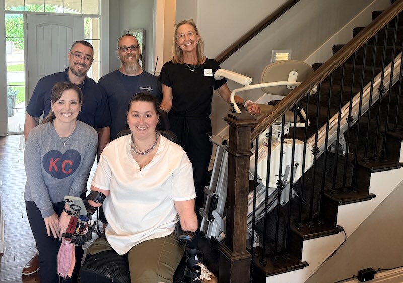 Brie and Lifeway Mobility Kansas City team with her new stairlift