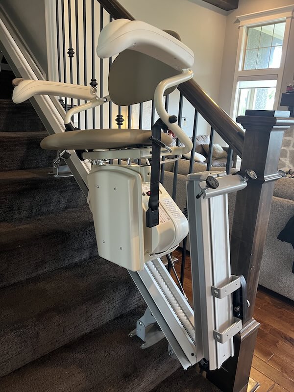 Brie's stair lift donated by Harmar and Lifeway Mobility