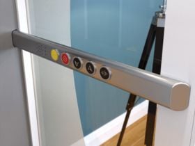 Bruno Connect elevator cab handrail with controls option