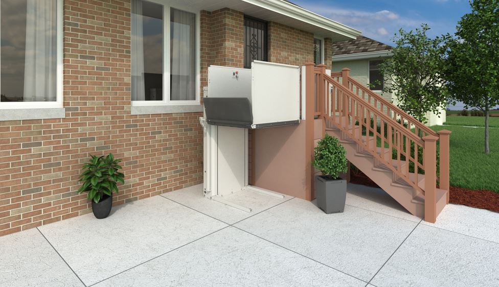 platform lift with no gate by deck installed by Lifeway Mobility