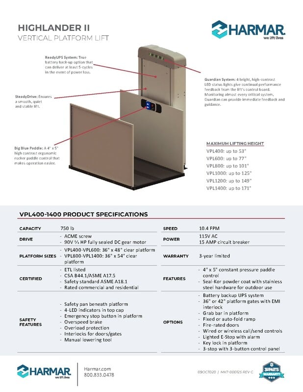 Lifeway-Harmar Highlander VPL Brochure thumbnail image