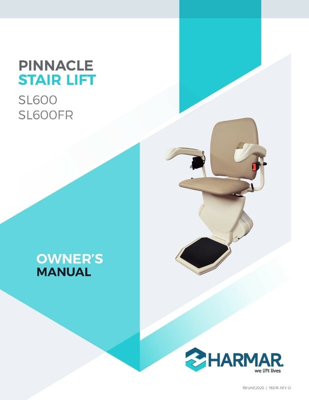 Harmar Pinnacle SL600 stairlift owner's manual thumbnail