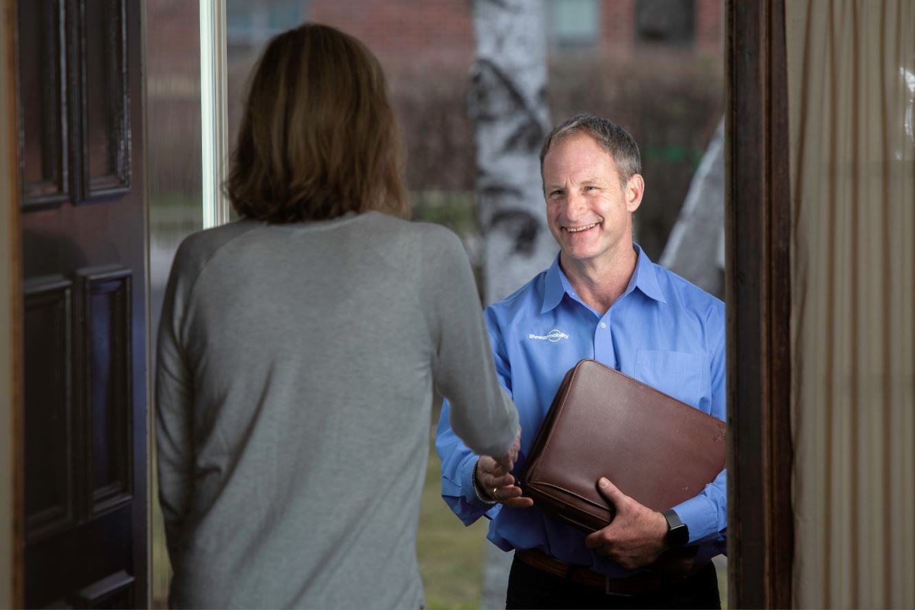 Lifeway Mobility consultant arriving at condo for free consultation for stairlift