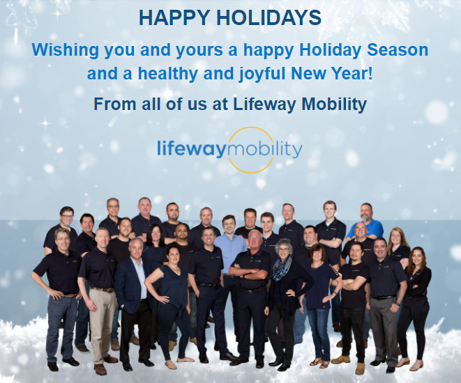 happy holidays from Lifeway mobility - team holiday photo