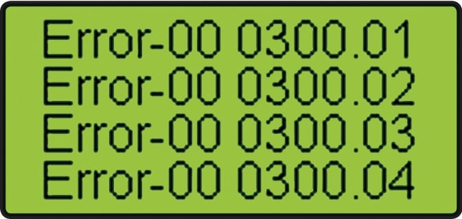 Lift fault memory log on Pollock elevator cab diagnostic display screen