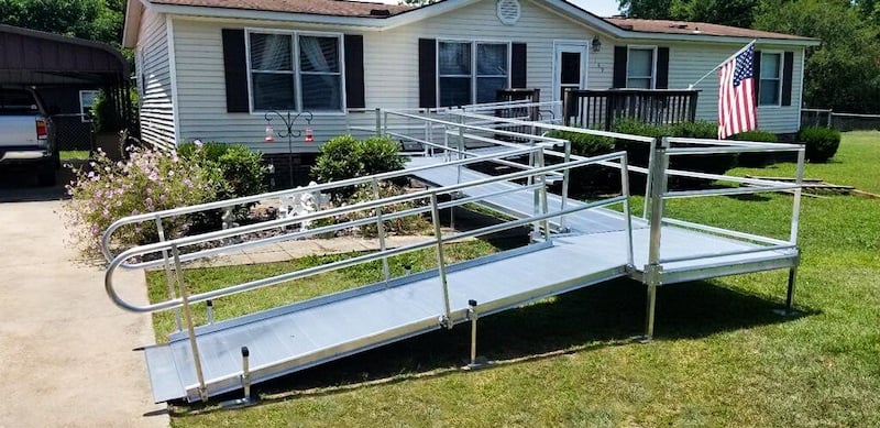 aluminum wheelchair ramp installed by Lifeway Mobility for veteran
