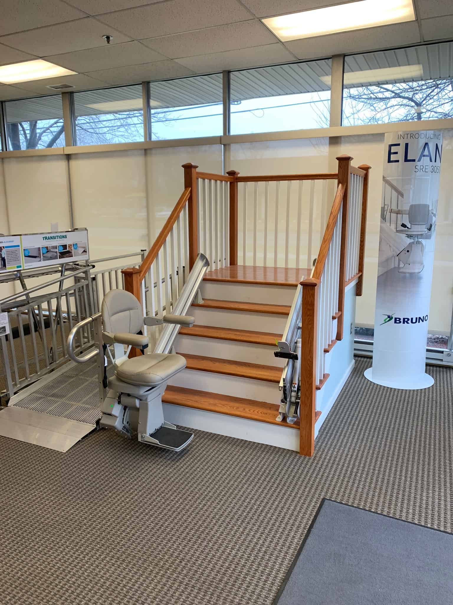 Bruno Elite stair lift in Lifeway Mobility showroom