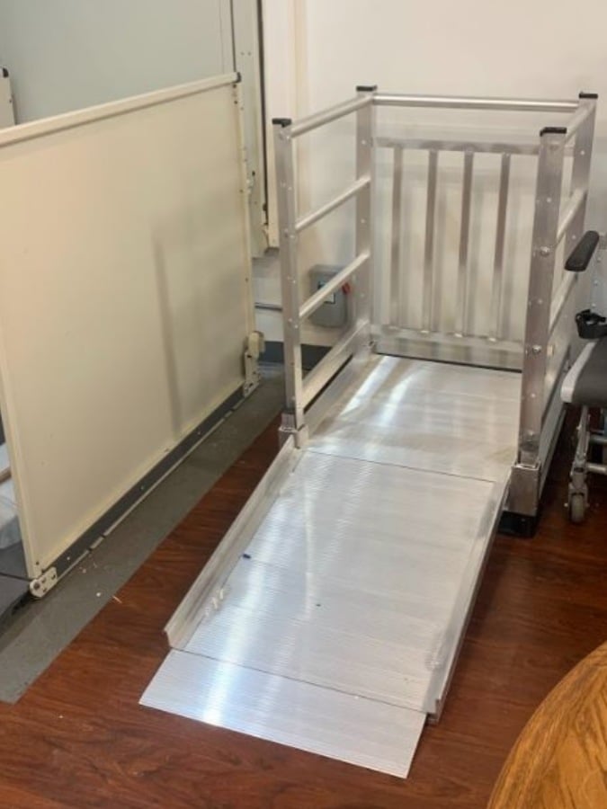 aluminum modular wheelchair ramp demo in Lifeway Mobility Chicago remodeled showroom in Arlington Heights, Illinois