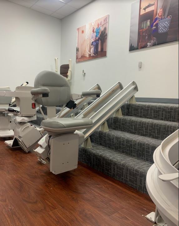 Bruno Elite stairlift in Lifeway Mobility Chicago newly remodeled showroom
