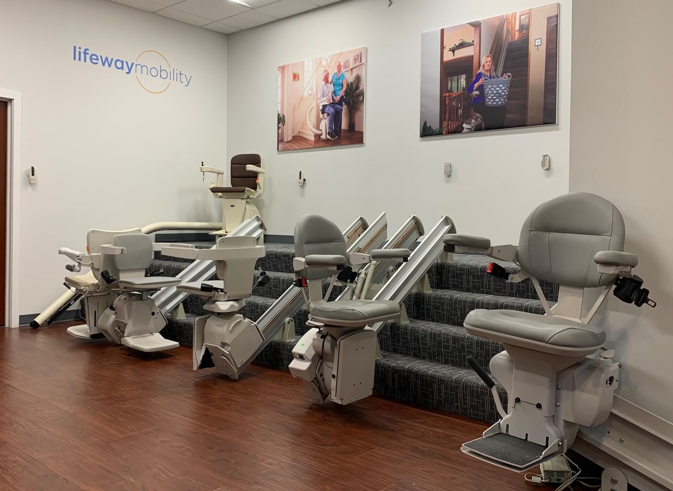 stairlifts in showroom in Chicagoland