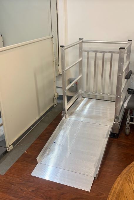 aluminum modular demo ramp in Lifeway stairlift showroom in Arlington Heights