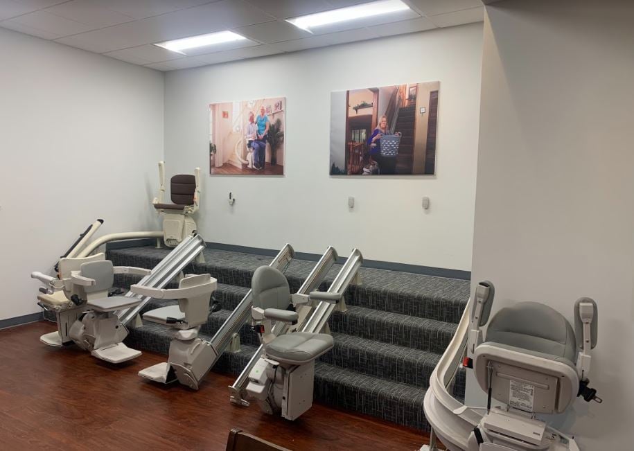 stair lifts in Lifeway Mobility Chicago remodeled showroom in Arlington Heights, IL