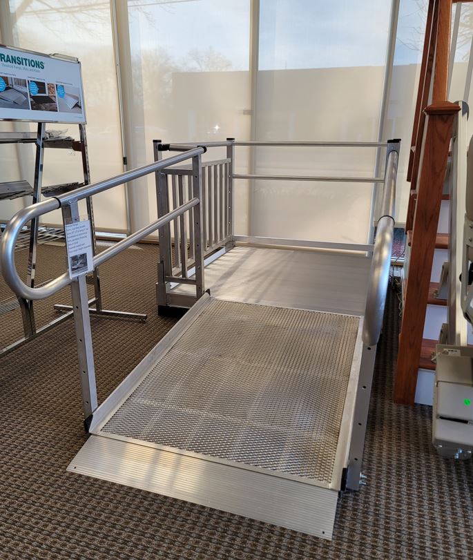 aluminum wheelchair ramp demo in Lifeway Mobility CT showroom