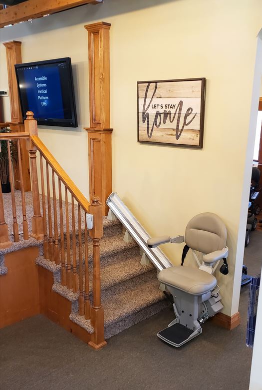 Bruno Elite stair lift in Lifeway Mobility showroom in Englewood, CO