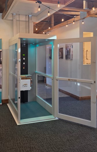 Pollock through-floor elevator in Lifeway Mobility Denver showroom