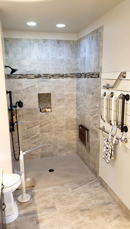 accessible shower in Lifeway Mobility Denver showroom