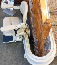 Bruno Elite curved stairlift with in Lifeway Mobility Denver stairlift showroom