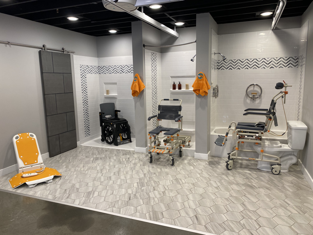 accessible showers and Shower Buddy products in Lifeway LA showroom