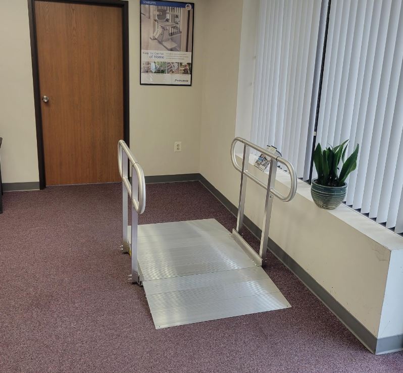 aluminum wheelchair ramp demo in Lifeway Mobility Philadelphia showroom