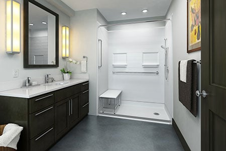 Custom Roll-In Shower Pan To Transform Your Bathroom for ADA