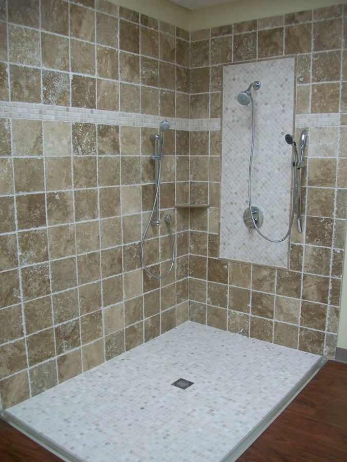 accessible shower in Lifeway Mobility showroom in Arlington Heights, IL