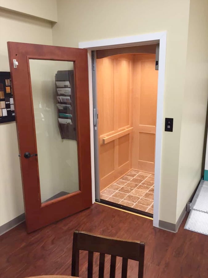 residential elevator in Lifeway Mobility Chicago remodeled showroom in Arlington Heights, IL