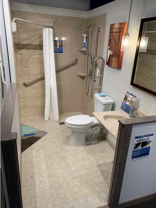 accessible bathroom demo in Lifeway Mobility Minnesota showroom