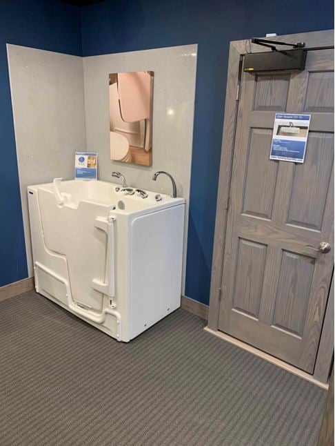 walk-in tub and auto door opener in Lifeway Mobility Minneapolis showroom