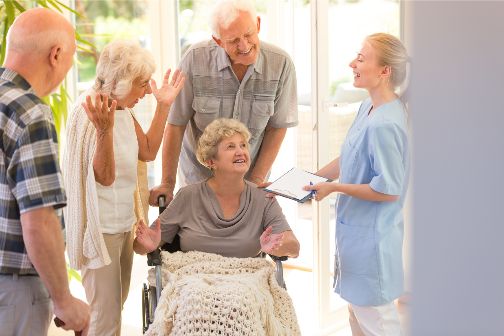 caregiver meeting with family