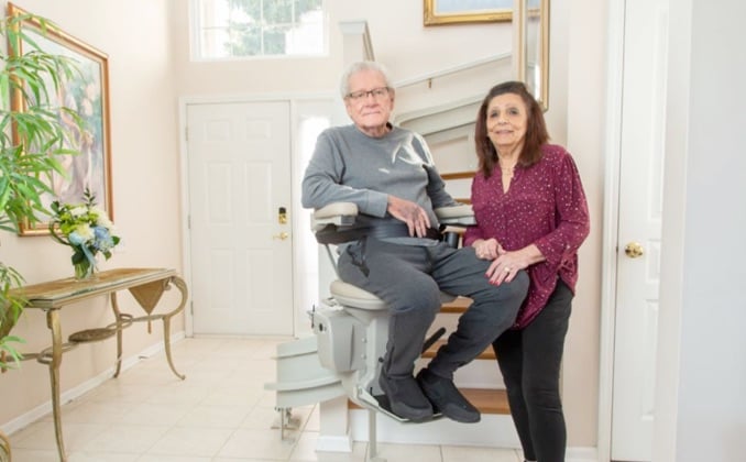 happy Lifeway stairlift customers in Alpharetta, GA area home