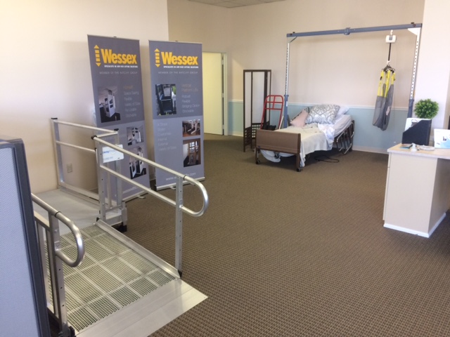 ramp and ceiling lift in Lifeway Hartford accessibility showroom