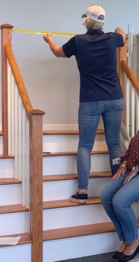 Lifeway Mobility consultant measures for staircase width for stairlift installation