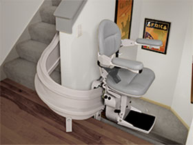 Bruno Elite curved stairlift mid-park and charge station option