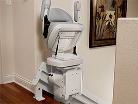 Bruno Elite curved stairlift power folding footrest option
