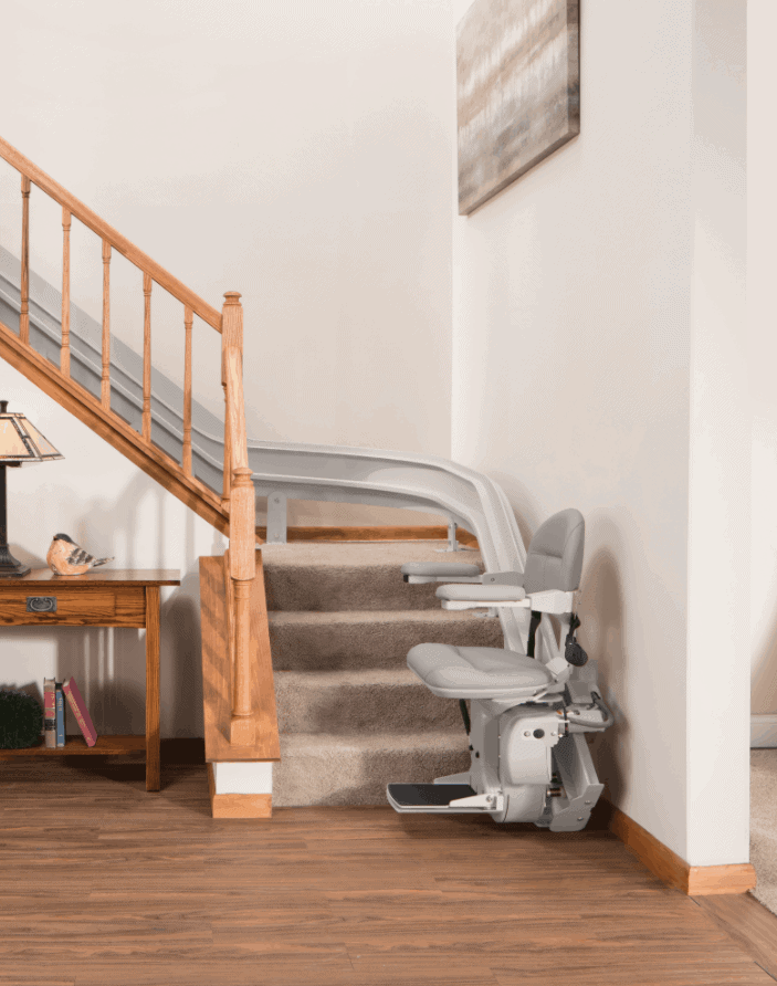 Bruno custom curved stairlift in home