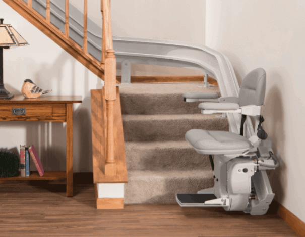 custom curved stair lift in home by Lifeway Mobility