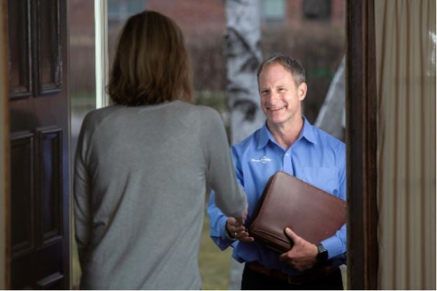 Lifeway Mobility consultant arriving at customer's home for ceiling lift consultation