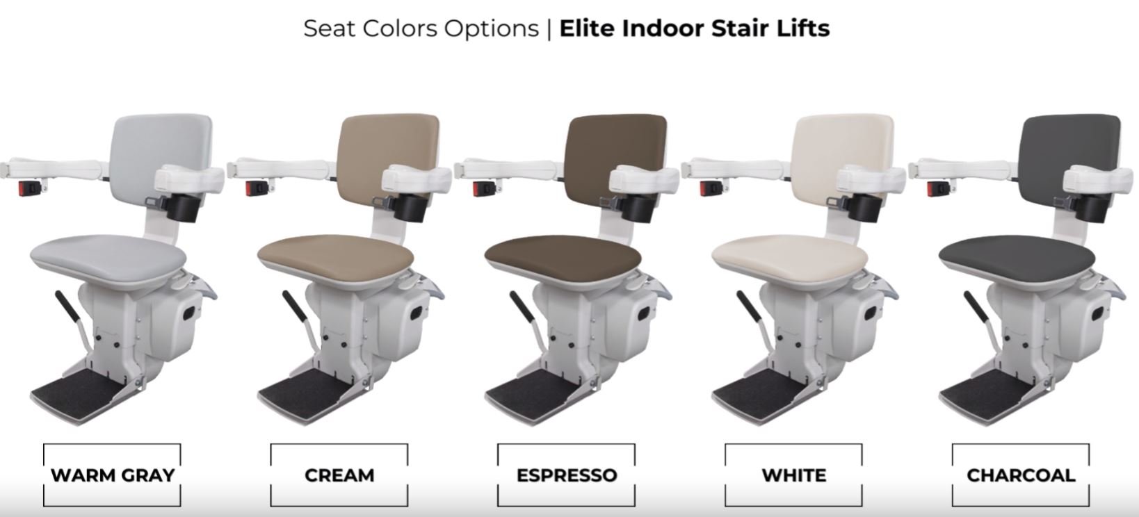 Bruno Elite stair lift seat color options from Lifeway Mobility